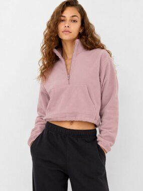 Aritzia TNA Polar‎ 1/2 Zip Sweater Fleece Pullover Sweatshirt Orchid Medium